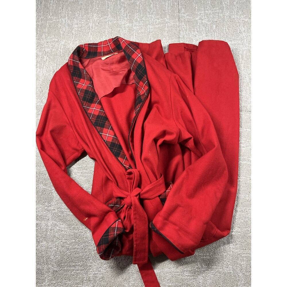 Vintage Pendleton 50s Virgin Wool Red & Tartan Plaid Robe Mens LARGE